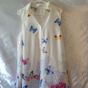 Collared/Sleeveless Butterfly Dress